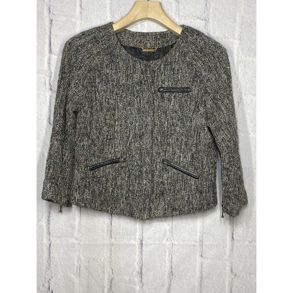 Sanctuary Clothing Jacket Black Multi Tweed‎ Zip Front Zip Pockets Lined Size M - Picture 1 of 16